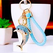 镶钻皇冠海豚汽车钥匙扣女ins 包包挂件钥匙链圈礼品可爱韩国创意