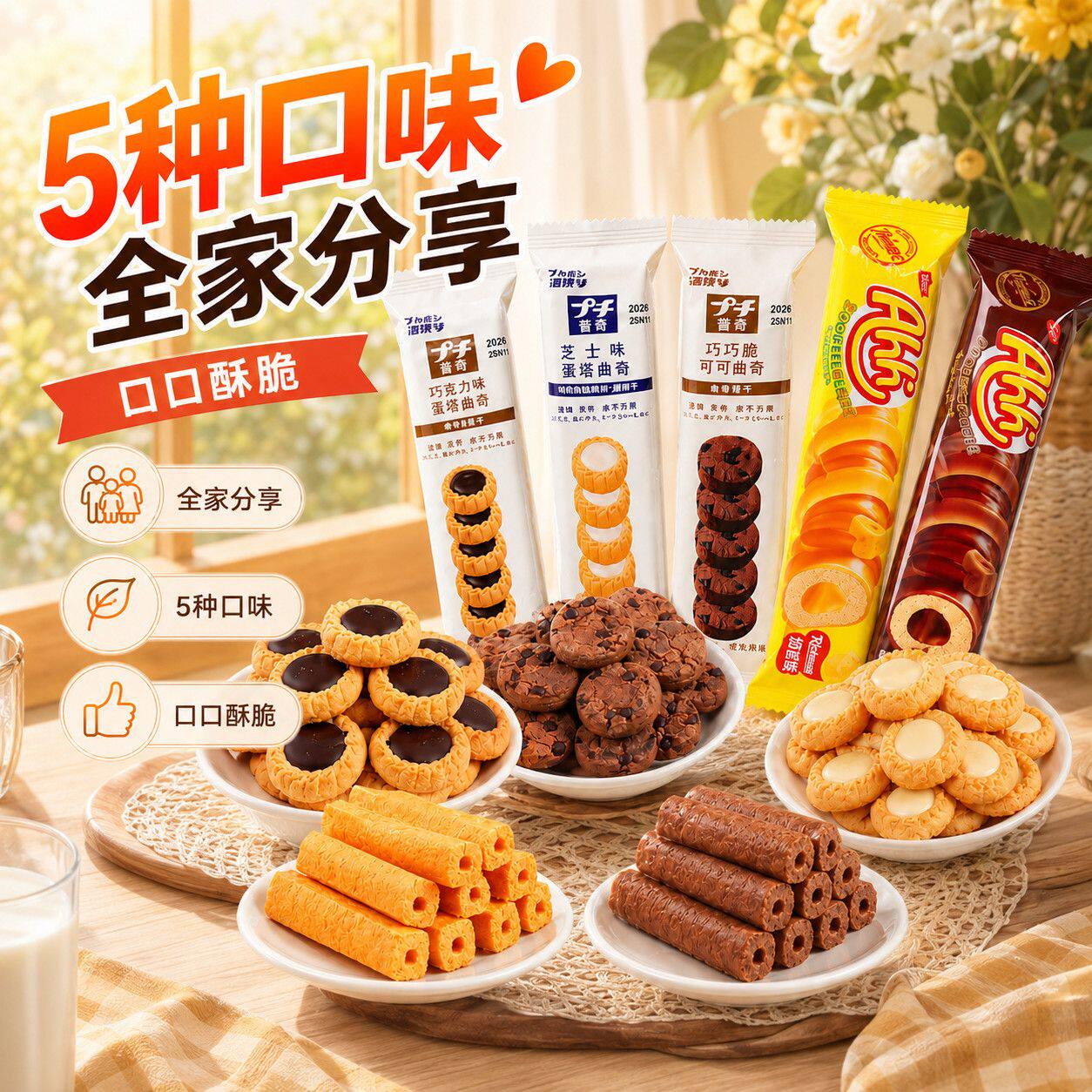 6根装巧克力可可饼干波路