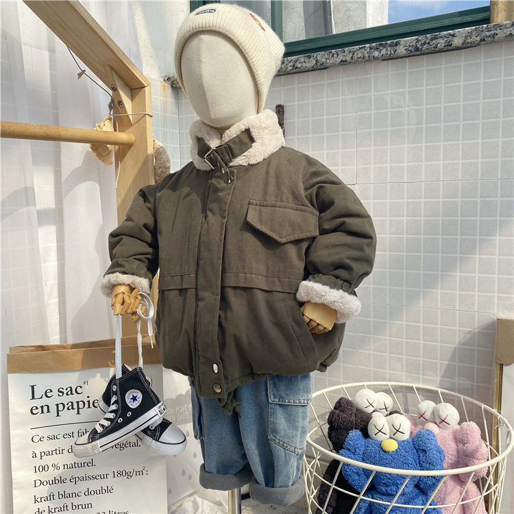 冬季儿童加绒加厚派克服棉袄外套