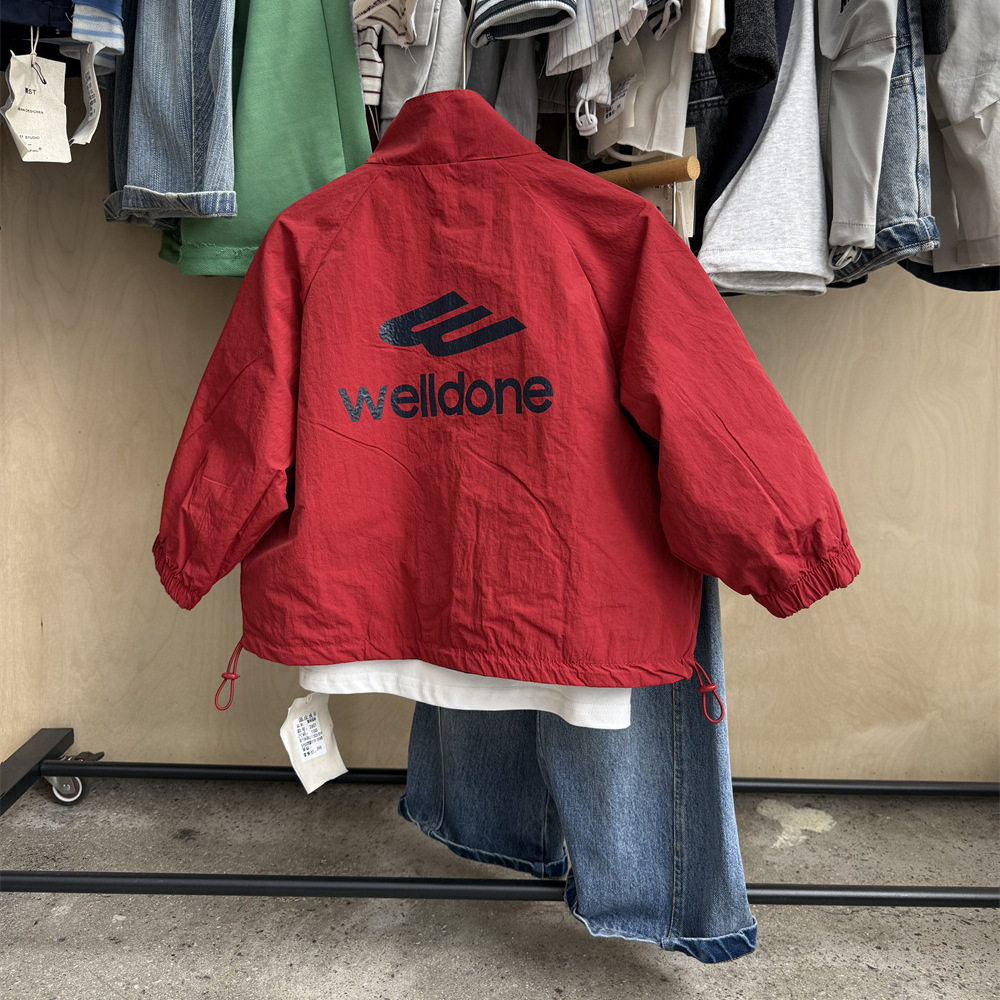 2026春季儿童两面穿夹克红色外套男女童宽松插肩正反两穿拉链风衣