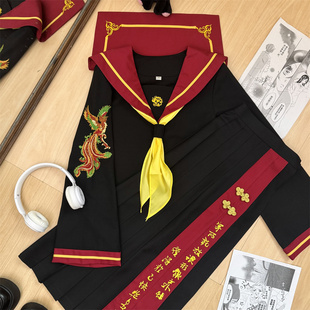 【凤玲皇权】猫裙裙正版原创jk制服国风不良款新年水手服长裙套装