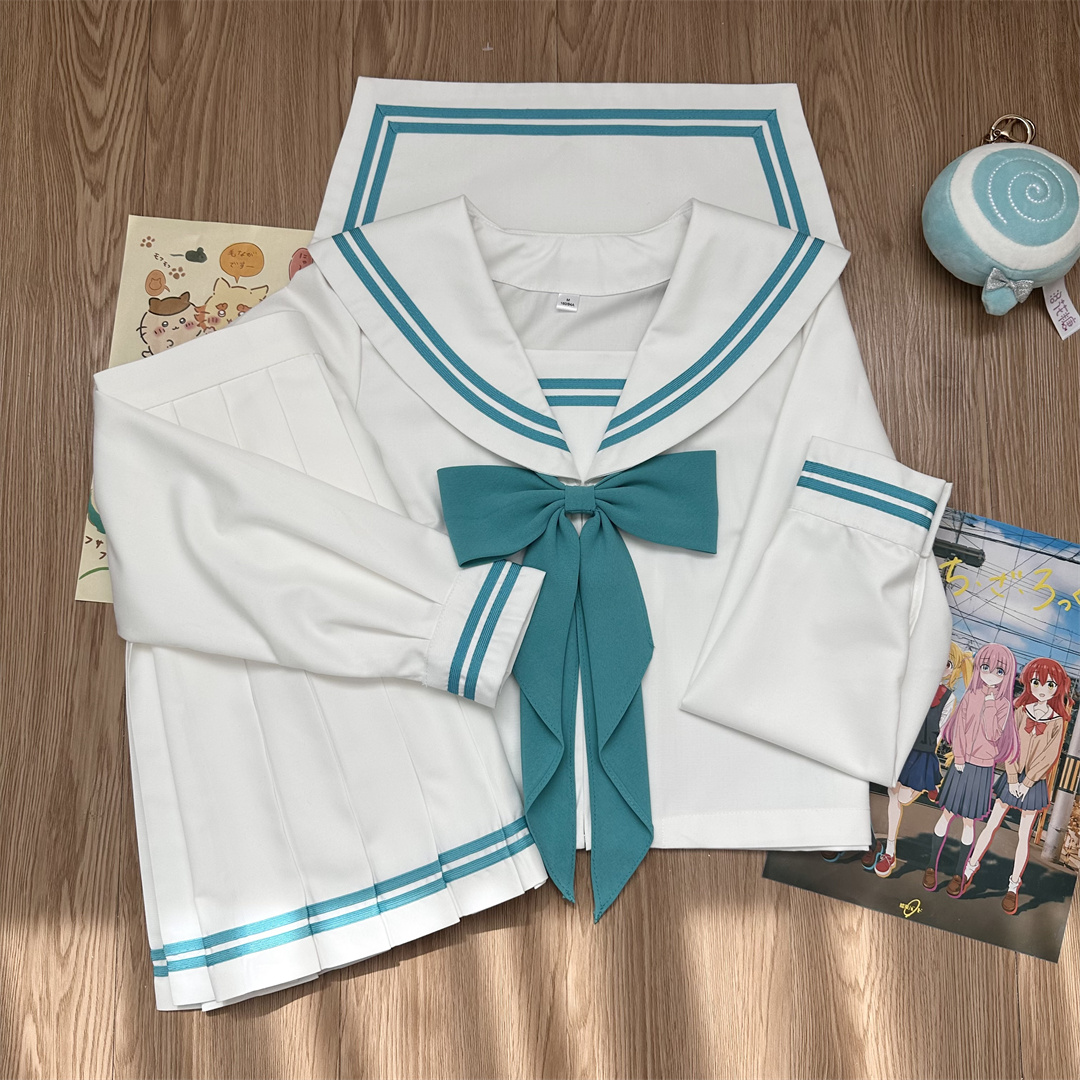 猫裙裙正版jk基础款水手服白青粗二本套装长短袖校供感女学生校服
