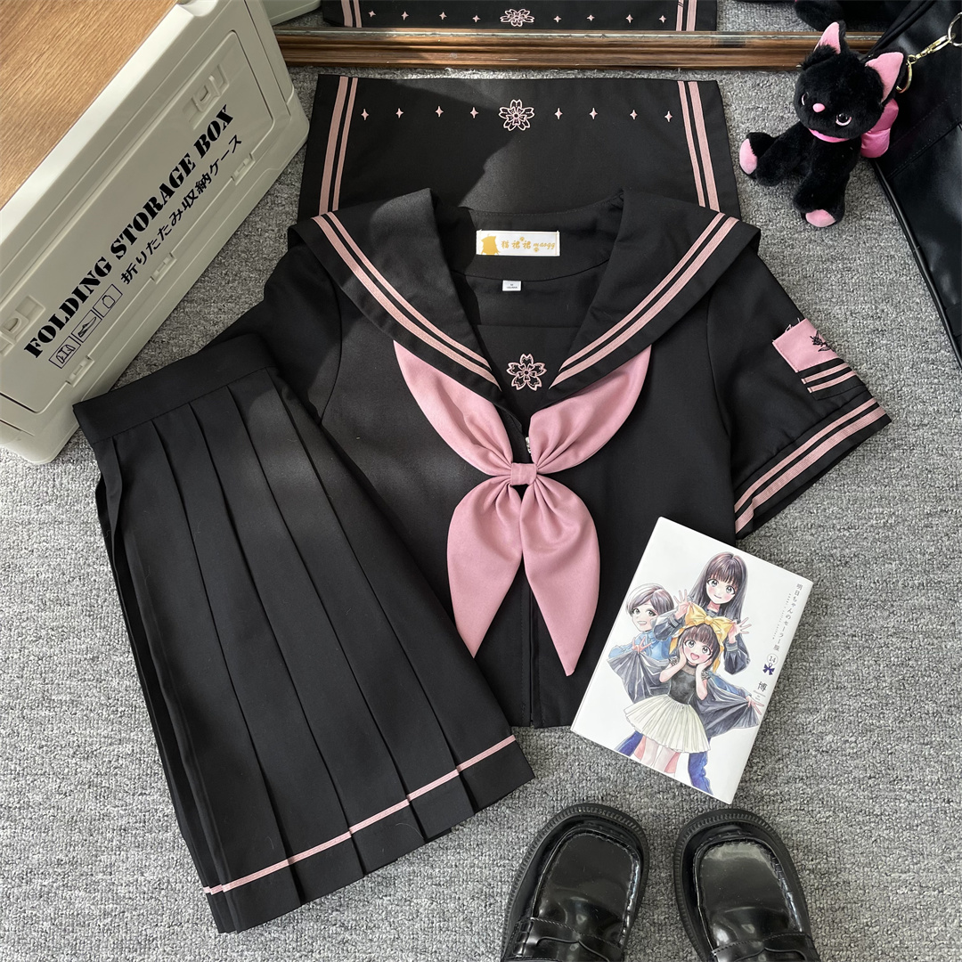 【花槿高】猫裙裙日系正版原创jk制服学院水手服校供感黑色中间服