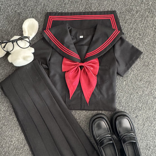 【猫裙裙】黑红三本正品JK制服套装少女长短袖学院风不良水手服