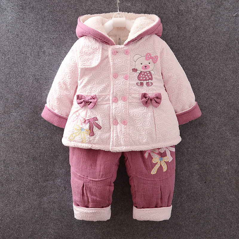 童装女童冬装两件套小童加绒加厚棉衣套装儿童秋冬2019新款2-3岁