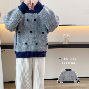 Sun  童品 ｜ 童良品【多伦多画册10羊毛】女中大童手钩球球毛衣