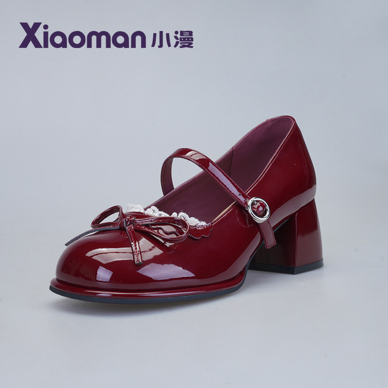 小漫婚鞋2026春季新款粗跟单鞋中跟红色单鞋百搭舒适高跟鞋不累脚,女鞋,玛丽珍鞋,淘宝优惠券,粉丝福利购,淘宝优惠卷