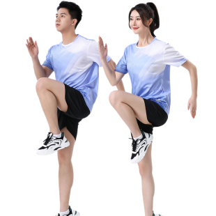 田径服套装男女比赛训练服短袖体考紫色运动服运动会马拉松跑步服