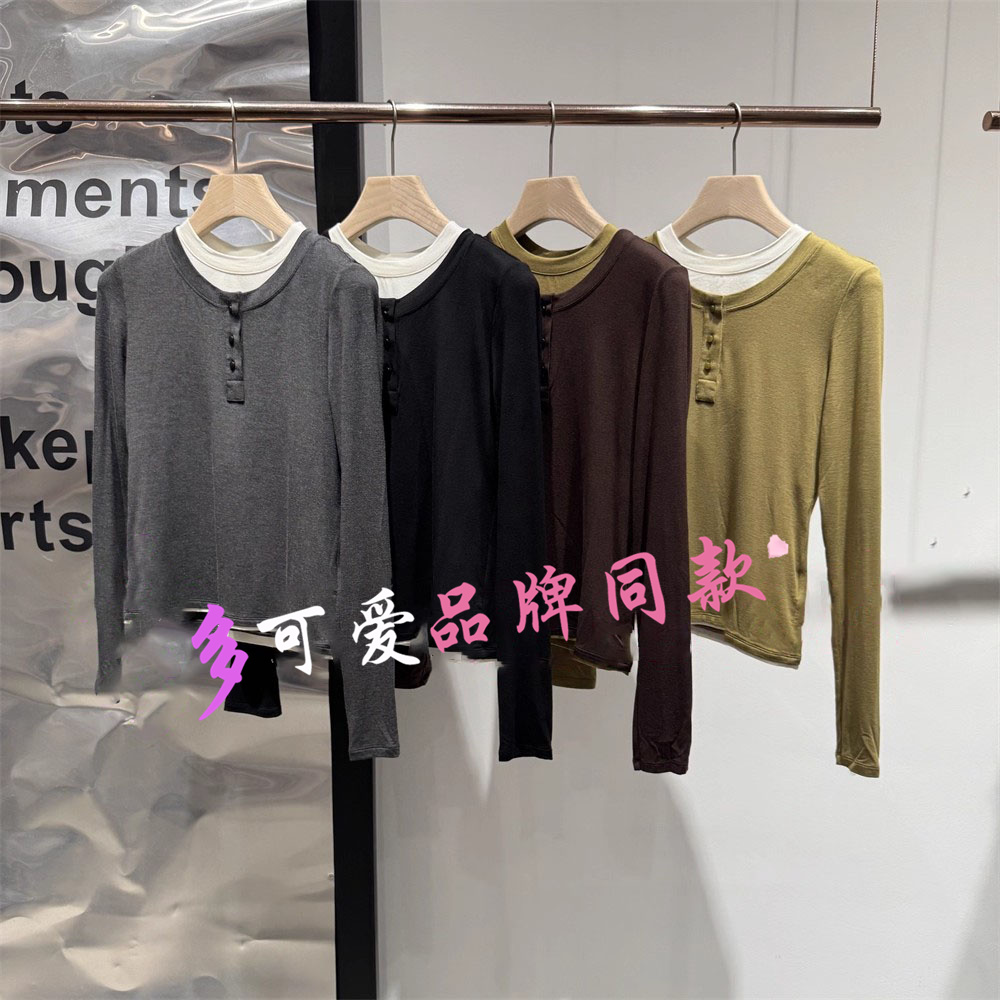 播女装商场同款假两件闲宽松T恤长袖上衣BDS3YD3500乘风而上