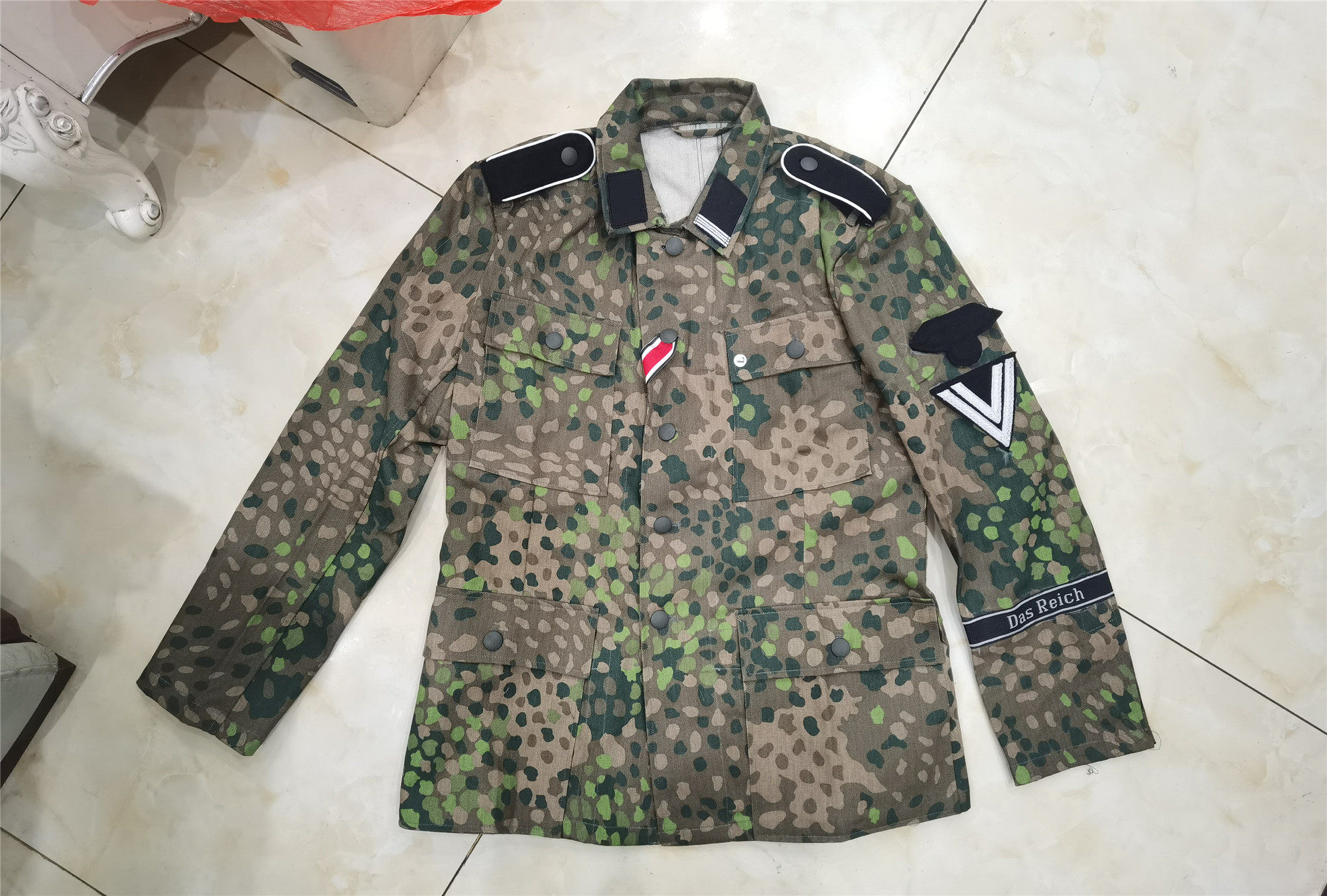 德国精英DOT44夏季豌豆迷彩套装 M43上等兵野战服带配饰 多种可选