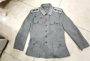 德军国防上士斜人字纹棉布料HBT M43原野灰野战服上衣