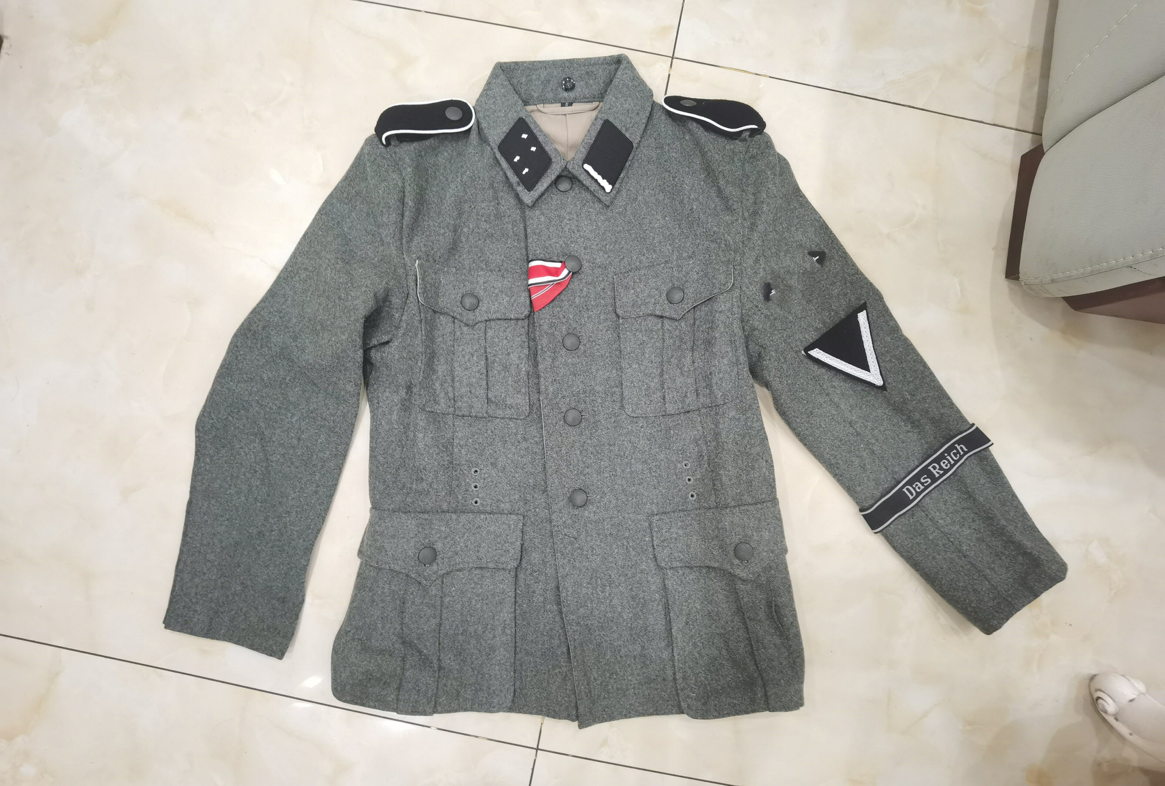 德军精英突击队员 二等兵m40原野灰羊毛呢野战服夹克上衣外套