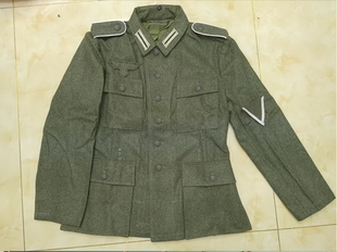 德军国防二等兵M43原野灰毛呢野战服作战上衣 士官制服