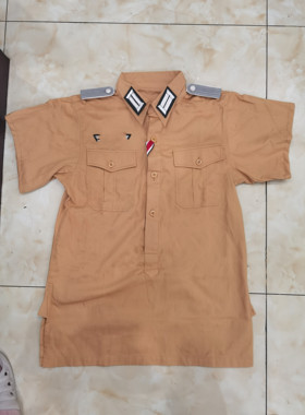 夏季棉布料热带国防君衬衣和精英黄色套头少尉短袖衬衫 铁鹰军旅