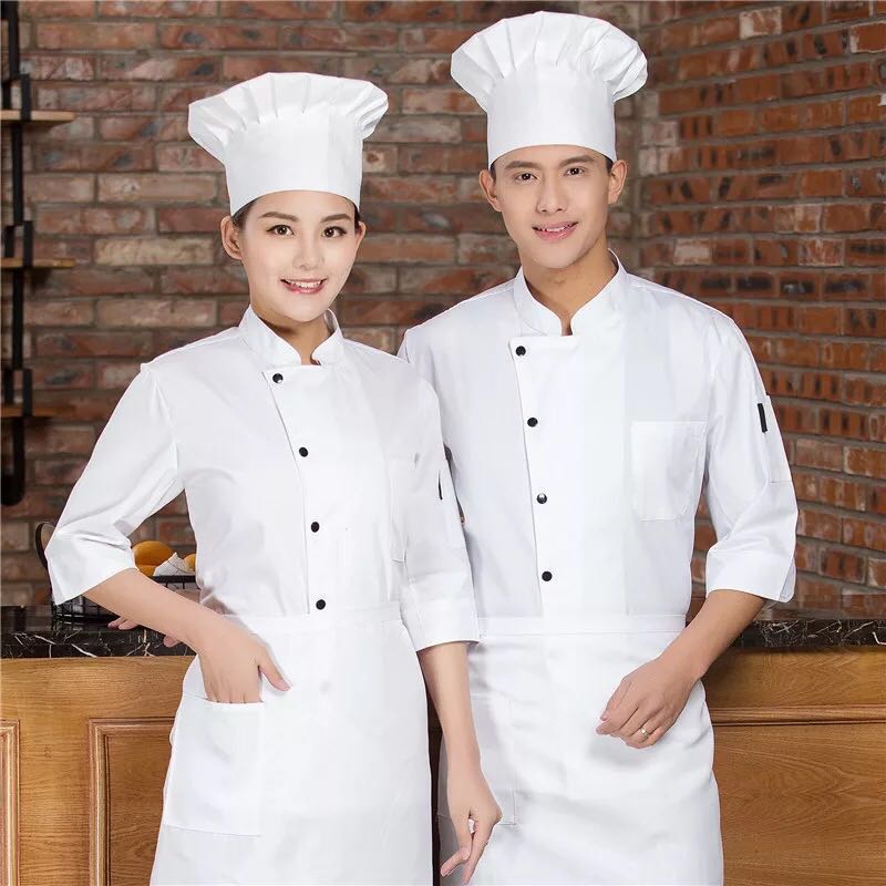 厨师服中袖纯棉男女烘焙糕西点师甜品店面包房西饼屋七分袖工作服