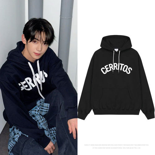 TWS韩振同款卫衣服加绒薄款字母印花套头连帽开衫秋冬季薄款加绒