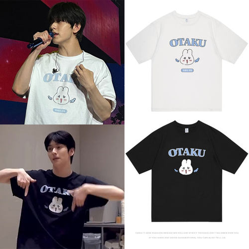 txt崔秀彬FM演唱会周边衣服同款短袖T恤纯棉OTAKU御宅卡通印花夏