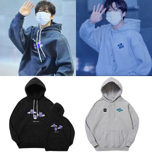 SuperJunior李赫宰银赫街拍同款卫衣服字母印花加绒薄秋冬连帽衫