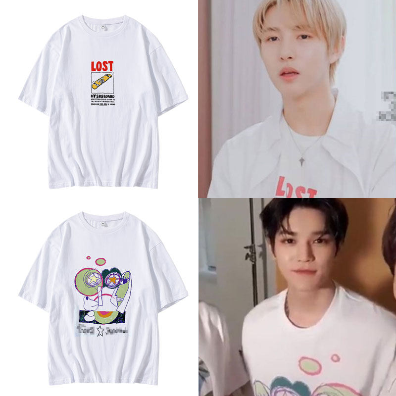 NCT127 DREAM黄仁俊李泰容同款短袖T恤宽松落肩纯棉印花夏季体恤