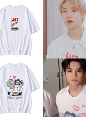 NCT127 DREAM黄仁俊李泰容同款短袖T恤宽松落肩纯棉印花夏季体恤