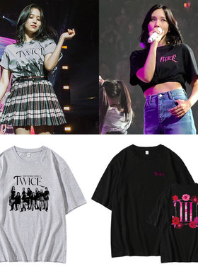 TWICE演唱会Ⅲ周边同款短袖T恤宽松落肩印花圆领纯棉上衣服春夏季