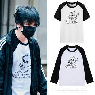 NCTDREAM楷灿专辑TASTE周边街拍同款衣服插肩纯棉印花短袖T恤上衣