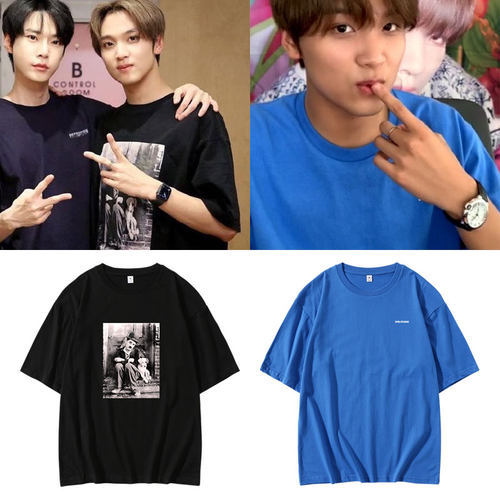 NCT DREAM楷灿同款短袖T恤宽松落肩字母印花上衣服纯棉体恤男女