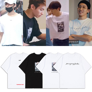 SEVENTEEN全圆佑夫胜宽李硕珉文俊辉同款短袖T恤落肩宽松印花男女