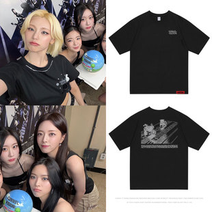 ITZY三巡演唱会TunnelVision周边衣服同款短袖T恤印花纯棉男女装