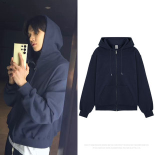 TXT崔然竣YEONJUN穿搭同款卫衣服纯色基础款宽松拉链开衫外套秋冬