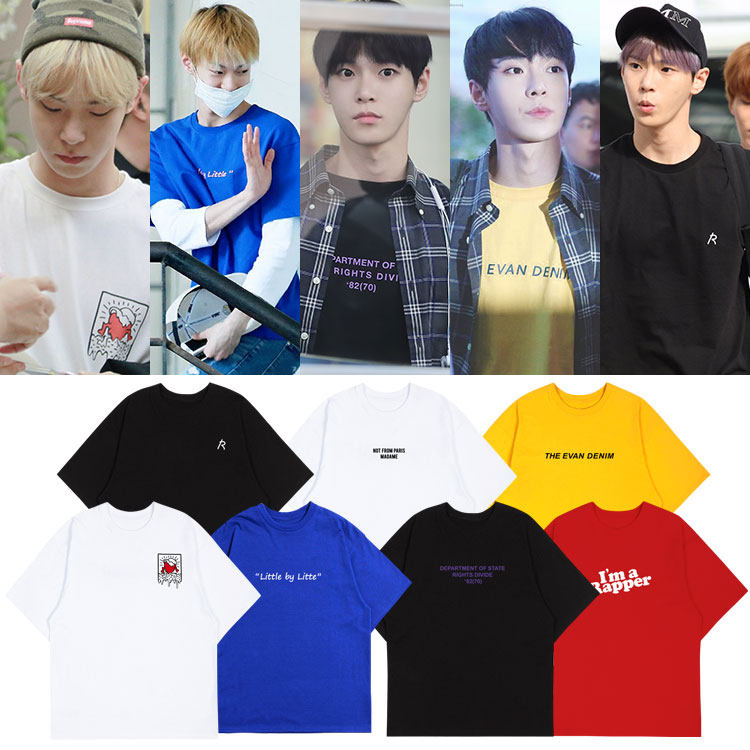 NCT127金道英街拍同款短袖T恤宽松印花落肩半袖纯棉男女打歌服
