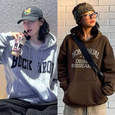 REDVELVET姜涩琪同款卫衣薄款加绒印花套头拉链连帽衫外套春秋冬