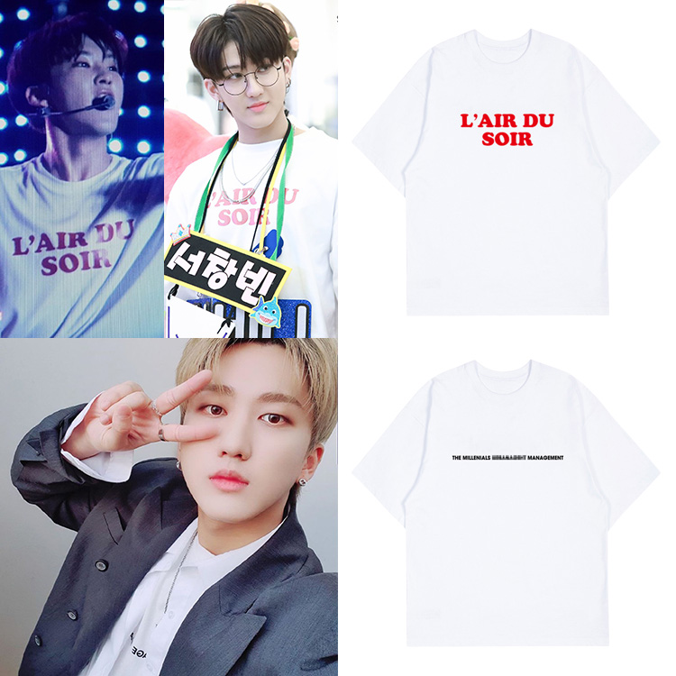 STRAYKIDS徐彰彬seventeen权顺荣同款落肩宽松短袖T恤夏季上衣服