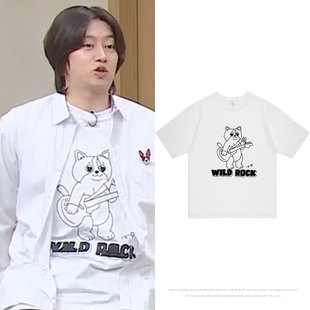 SuperJunior金希澈同款衣服宽松休闲小众印花纯棉短袖T恤夏打底衫