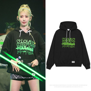 LESSERAFIM2024FEARNADA FM演唱会周边同款卫衣服印花套头连帽衫