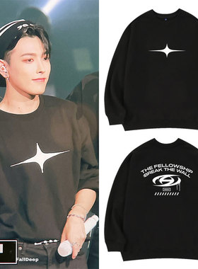 ATEEZ演唱会BREAK THE WALL周边同款衣服宽松加绒薄印花卫衣秋冬