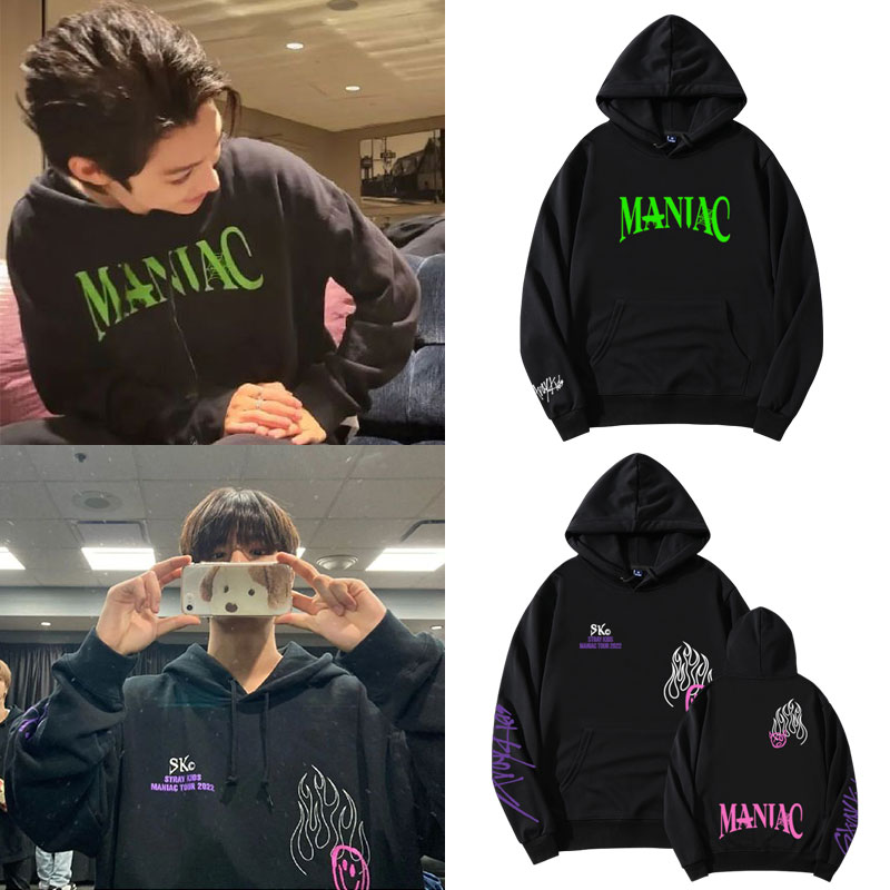 StrayKids MANIAC北美演唱会周边同款卫衣服加绒薄款连帽衫打歌服