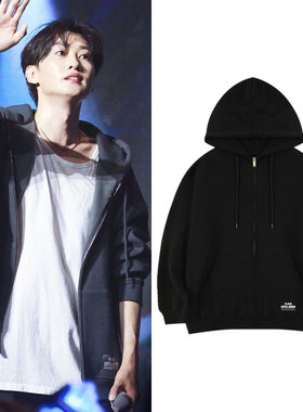 SuperJunior演唱会18周年1ts 8lue周边同款衣服加绒薄卫衣连帽衫