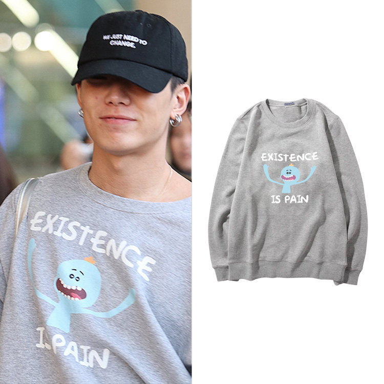 IKON金知元BOBBY街拍同款卫衣宽松套头衫加绒薄男女