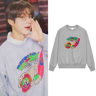 NCT127金廷祐同款卫衣服春秋冬宽松百搭加绒薄款圆领休闲男女上衣