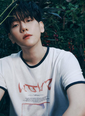 边伯贤BEAKHYUN HelloWorld周边同款衣服纯棉撞色边短袖T恤打底衫