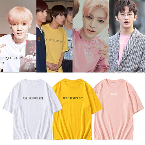 NCT127李泰容李马克同款短袖t恤百搭男女宽松印花体恤打底衫