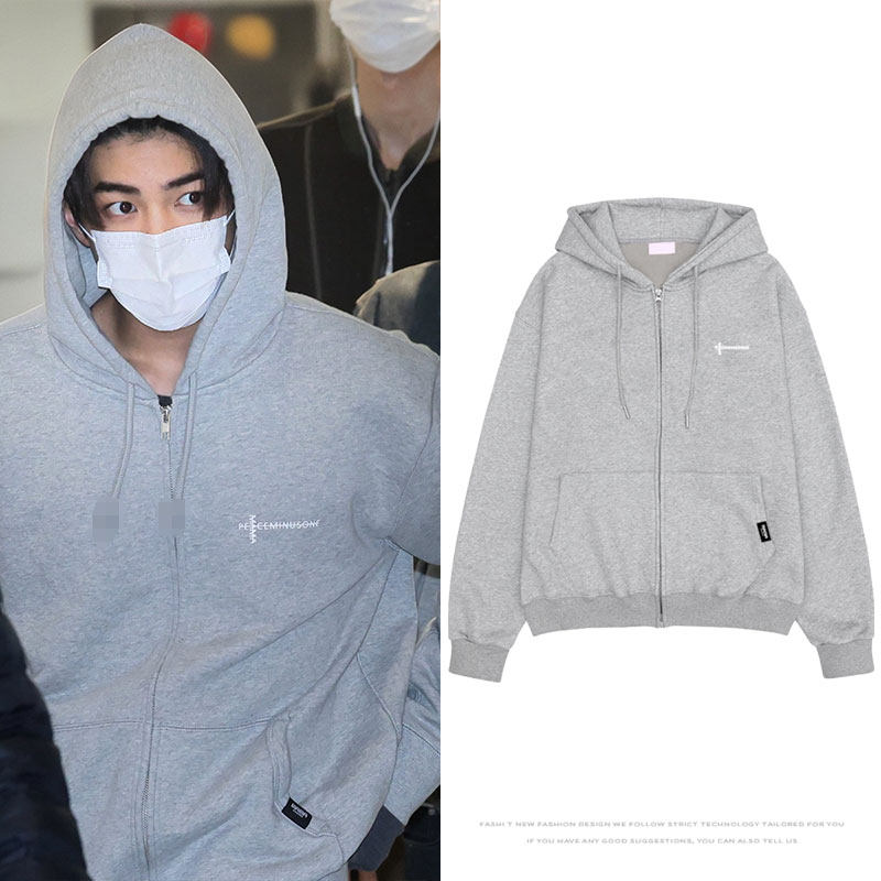 CORTIS安乾镐同款卫衣服印花宽松拉链连帽开衫薄款加绒外套男女装