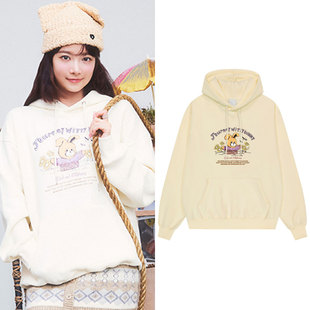 LESSERAFIM洪恩采ins同款卫衣服宽松印花套头连帽衫加绒薄秋冬季
