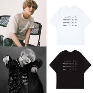 GOT7金有谦李泰民同款短袖T恤宽松落肩半袖印花打歌服男女夏