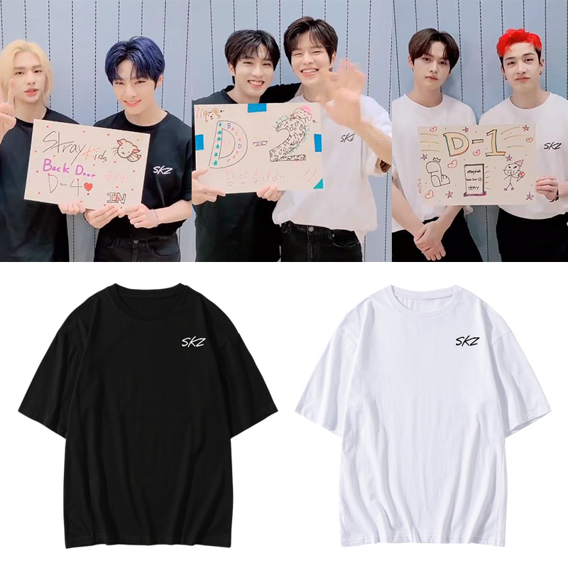 Straykids组合周边打歌衣服印花同款T恤宽松落肩短袖男女上衣