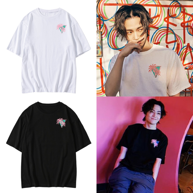 GOT7林在范衣服周边同款短袖T恤宽松纯棉印花上衣