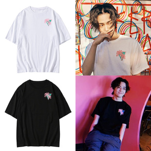 GOT7林在范衣服周边同款短袖T恤宽松纯棉印花上衣