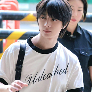 TXT线下签售会崔杋圭周边穿搭衣服同款短袖T恤撞边拼色纯棉上衣服