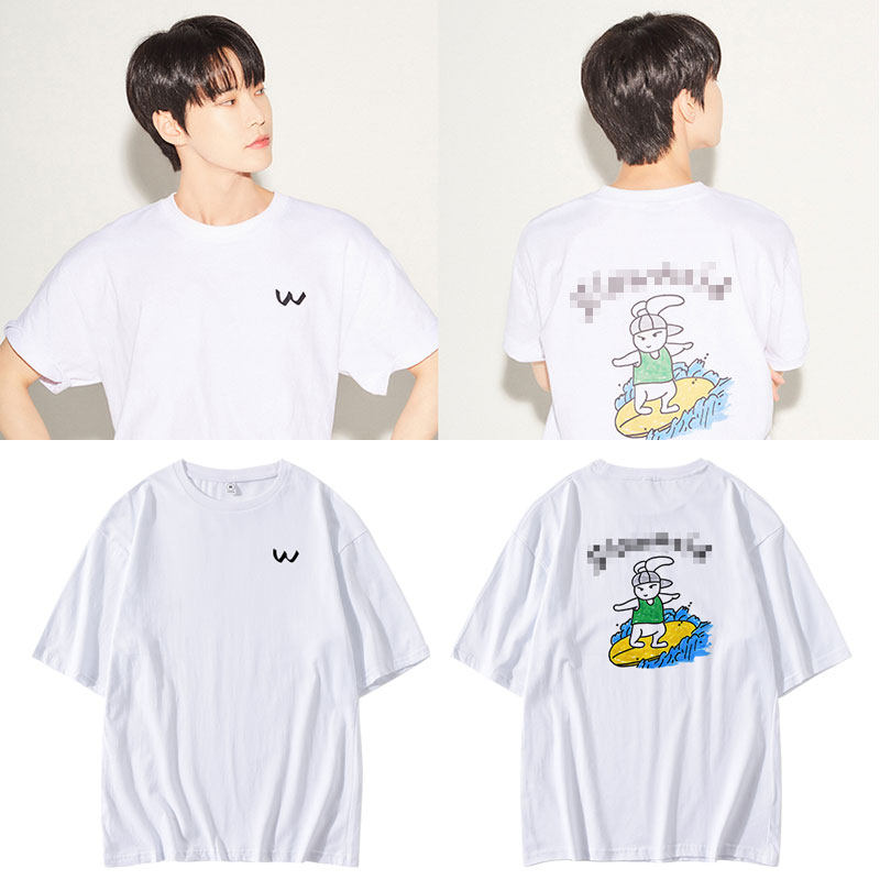 NCT127金道英ins同款衣服宽松落肩慢酸短袖T恤纯棉字母印花体恤